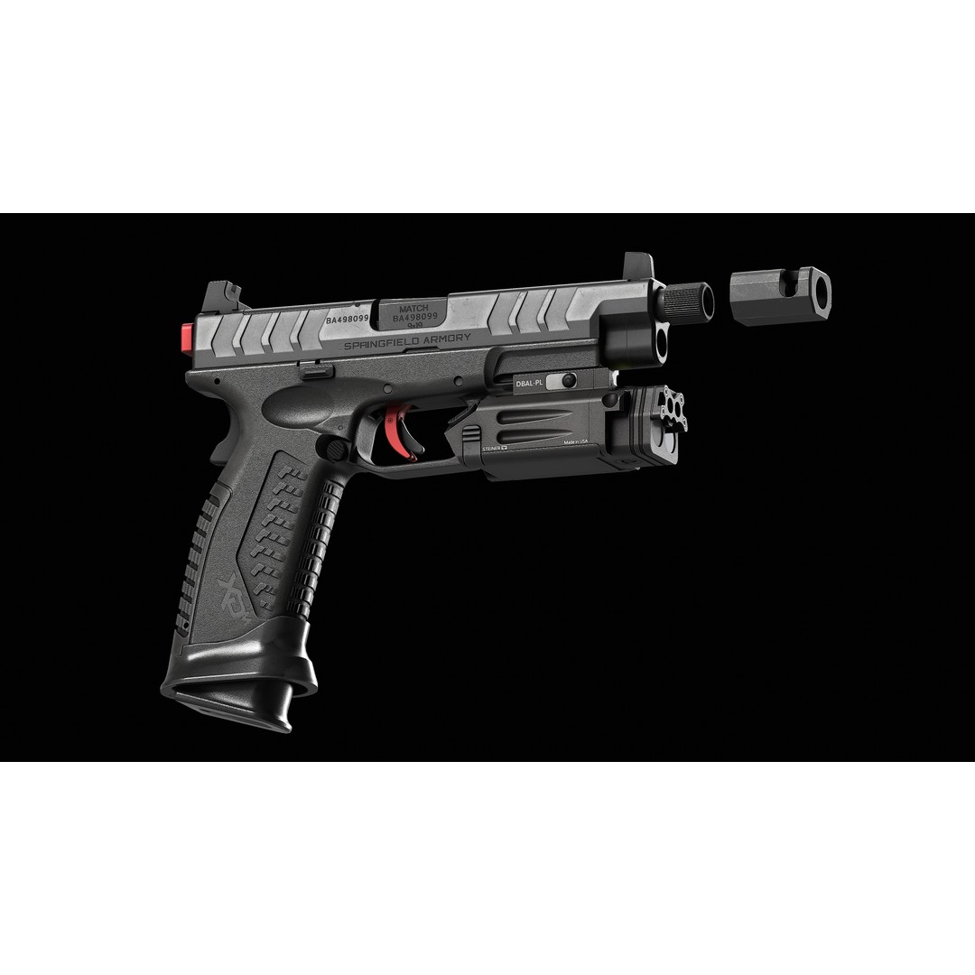 Springfield Armory XD M Elite Var 4 3D Model – Low Poly Game-Ready Asset, FBX - View 17
