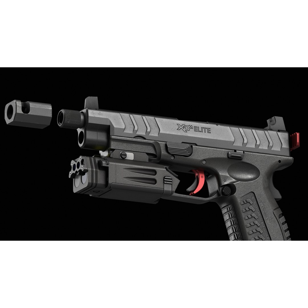 Springfield Armory XD M Elite Var 4 3D Model – Low Poly Game-Ready Asset, FBX - View 4