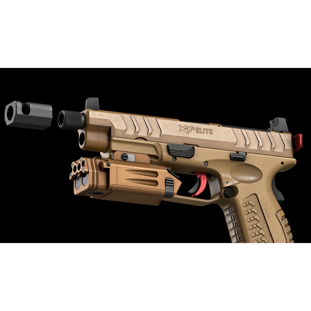 Springfield Armory XD M Elite Var 4 3D Model – Low Poly Game-Ready Asset, FBX - View 5