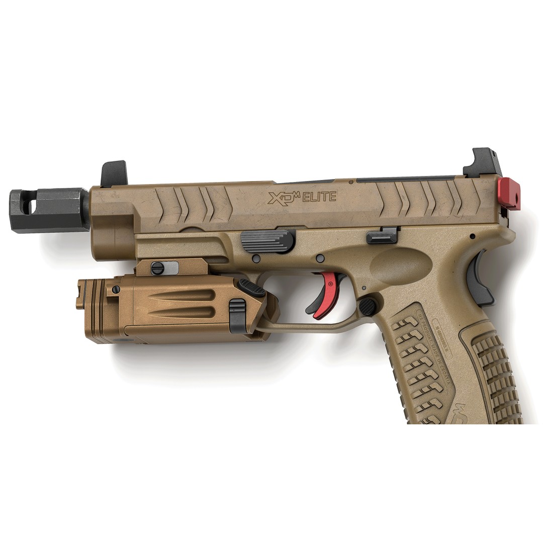 Springfield Armory XD M Elite Var 4 3D Model – Low Poly Game-Ready Asset, FBX - View 6