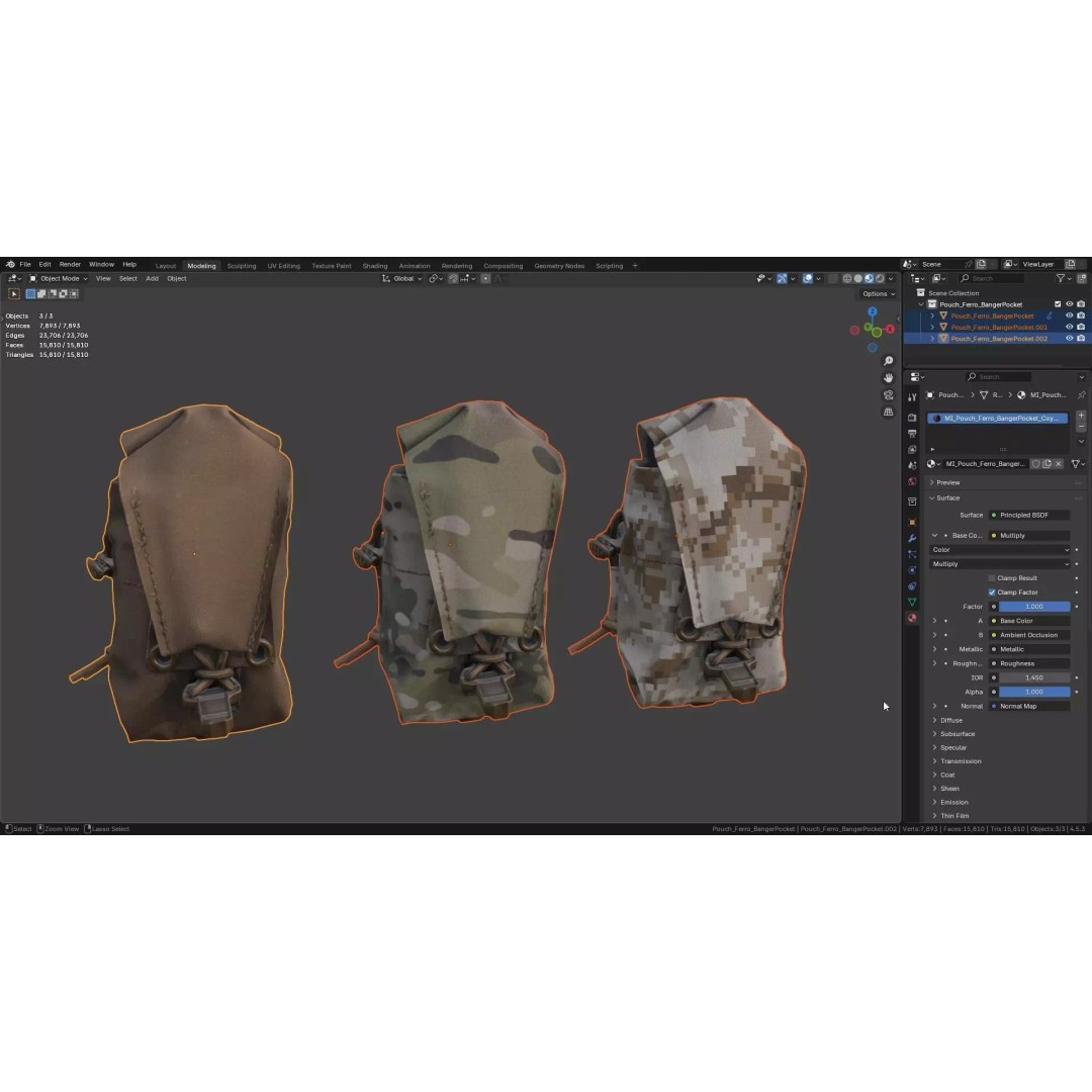 Ferro Concepts Banger Pocket 3D Model – Low-Poly Game Asset, FBX, PBR