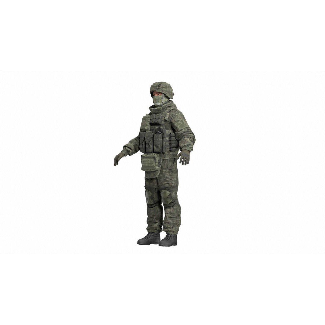 Russian Soldier 3D Model – Low Poly Rigged Character, FBX & OBJ - View 11