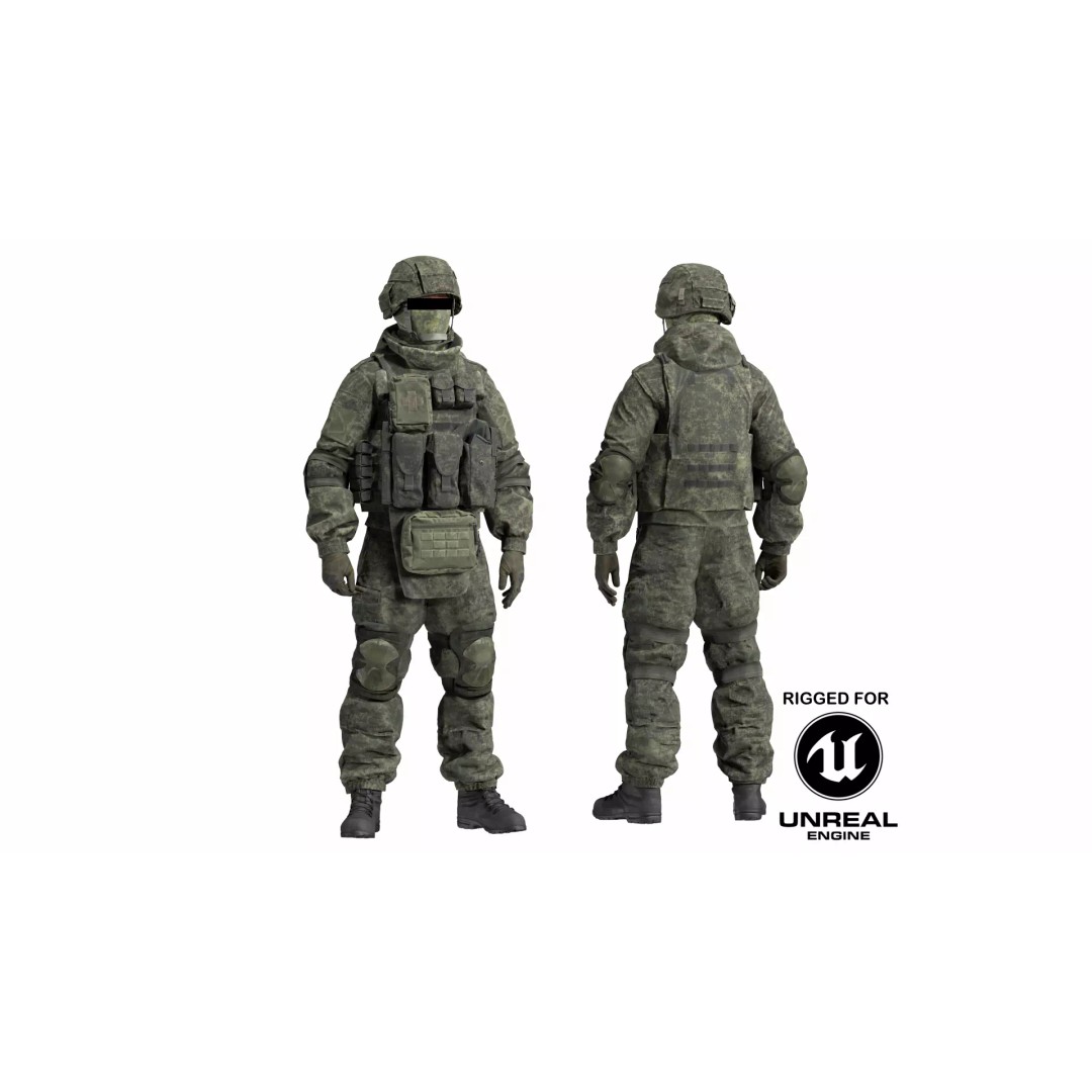 Russian Soldier 3D Model – Low Poly Rigged Character, FBX & OBJ - View 2