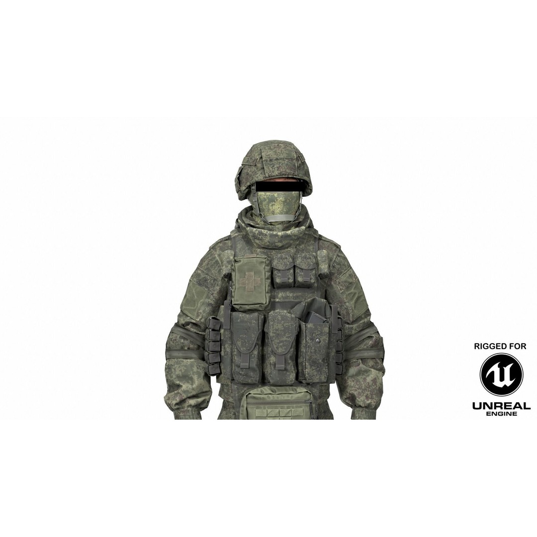 Russian Soldier 3D Model – Low Poly Rigged Character, FBX & OBJ - View 3