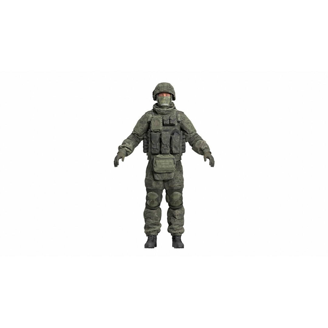 Russian Soldier 3D Model – Low Poly Rigged Character, FBX & OBJ - View 6