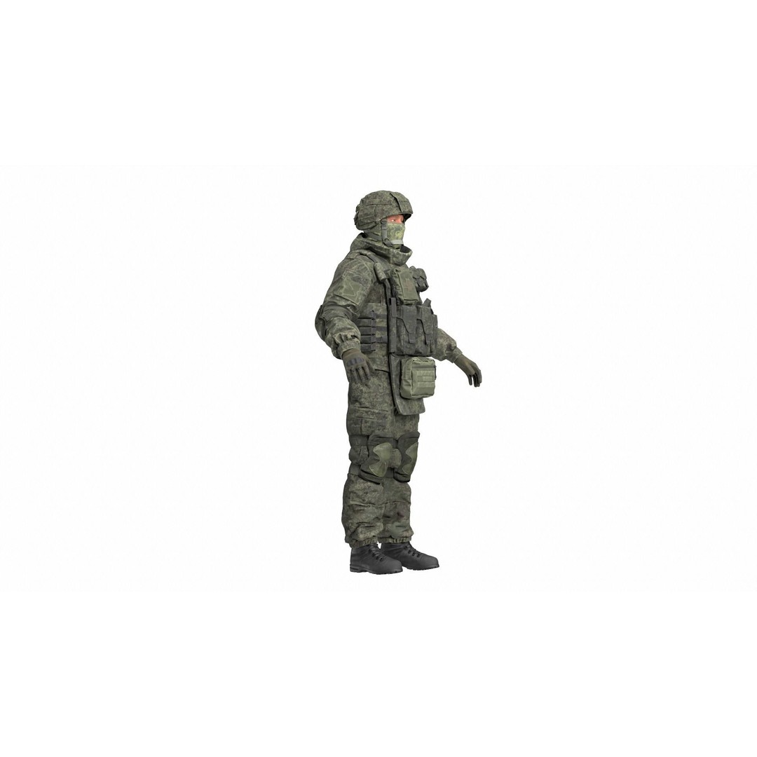 Russian Soldier 3D Model – Low Poly Rigged Character, FBX & OBJ - View 7