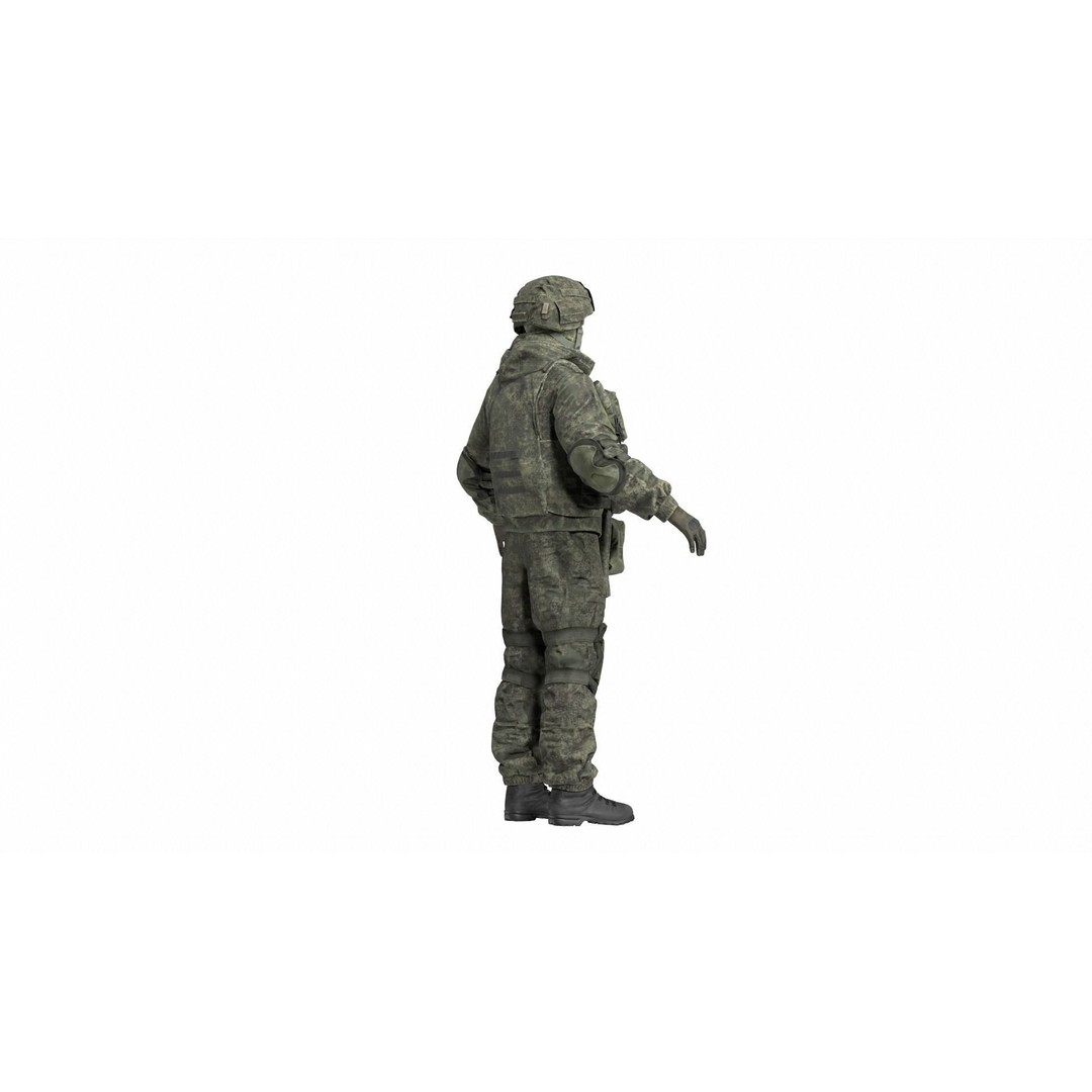 Russian Soldier 3D Model – Low Poly Rigged Character, FBX & OBJ - View 8