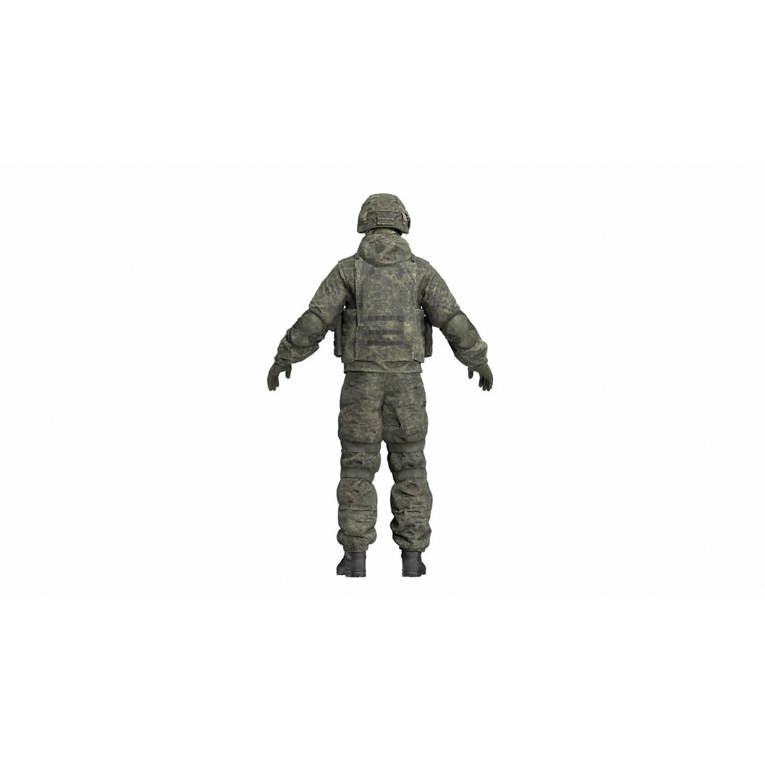 Russian Soldier 3D Model – Low Poly Rigged Character, FBX & OBJ - View 9