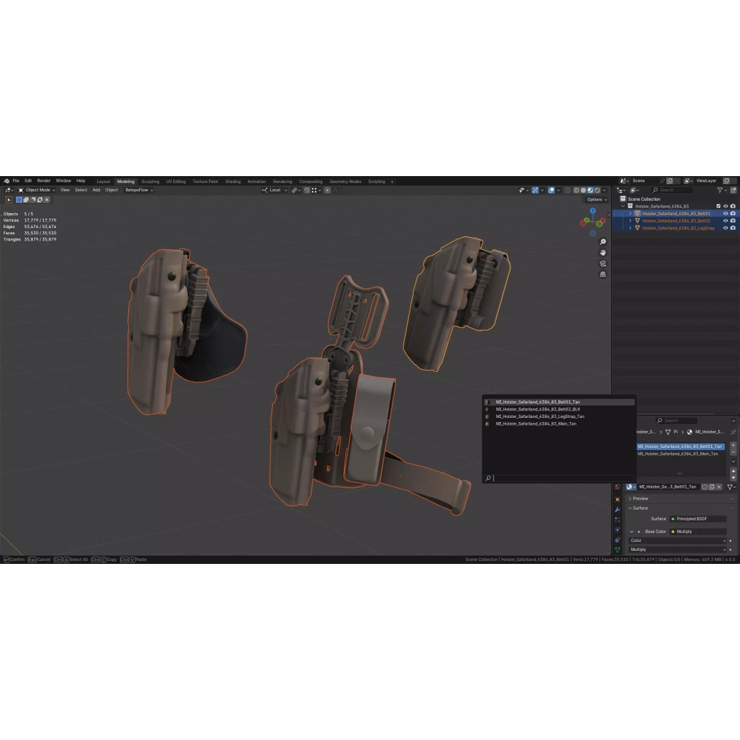 Safariland 6384-83 Holster 3D Model – Low Poly Game Asset, FBX
