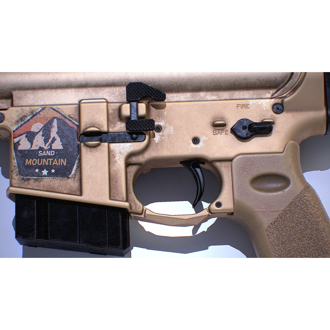 Recon Rifle 3D Model – Low Poly Tactical Edition, FBX, Game Ready - View 3