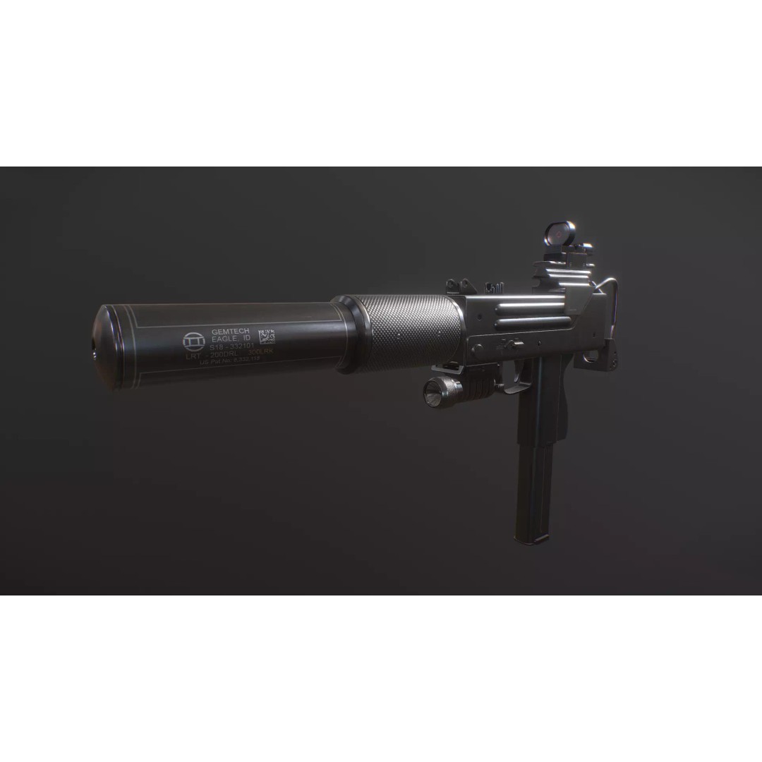 Ingram MAC10 3D Model – Low Poly Gun Asset, Game Ready, FBX - View 2