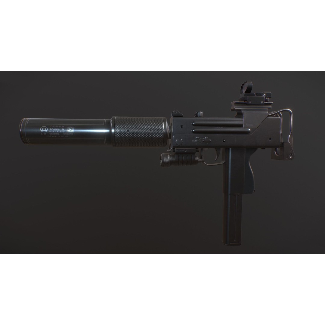 Ingram MAC10 3D Model – Low Poly Gun Asset, Game Ready, FBX - View 4
