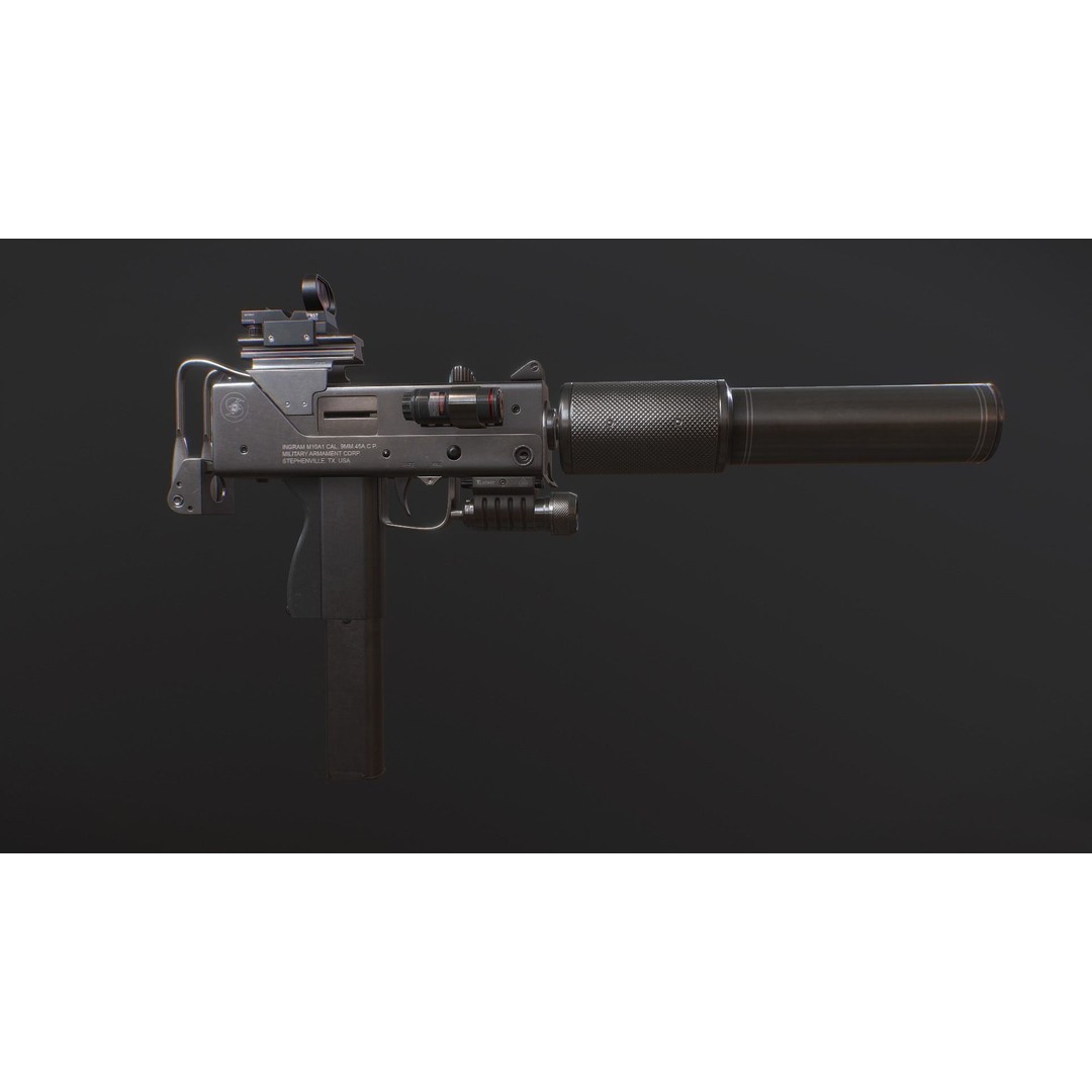 Ingram MAC10 3D Model – Low Poly Gun Asset, Game Ready, FBX - View 5