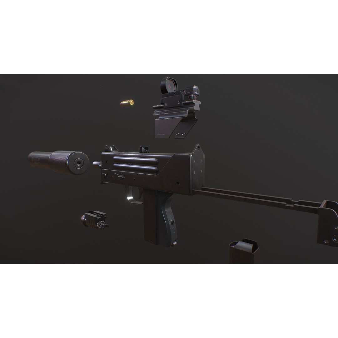 Ingram MAC10 3D Model – Low Poly Gun Asset, Game Ready, FBX - View 6