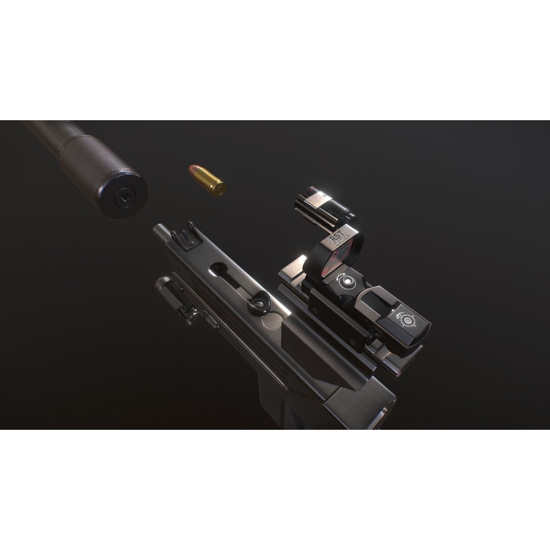 Ingram MAC10 3D Model – Low Poly Gun Asset, Game Ready, FBX - View 7