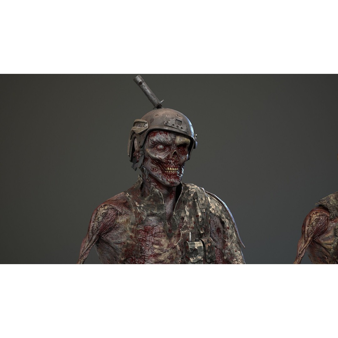 Military Zombie Character 3D Model – Low Poly Rigged Game Asset, FBX - View 18