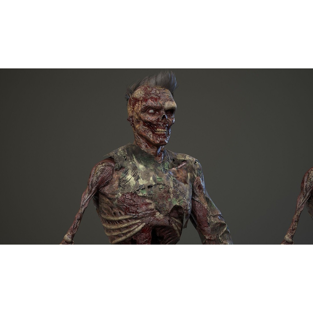 Military Zombie Character 3D Model – Low Poly Rigged Game Asset, FBX - View 19