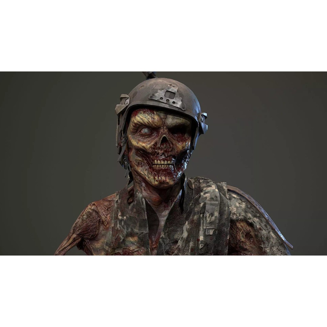 Military Zombie Character 3D Model – Low Poly Rigged Game Asset, FBX - View 2