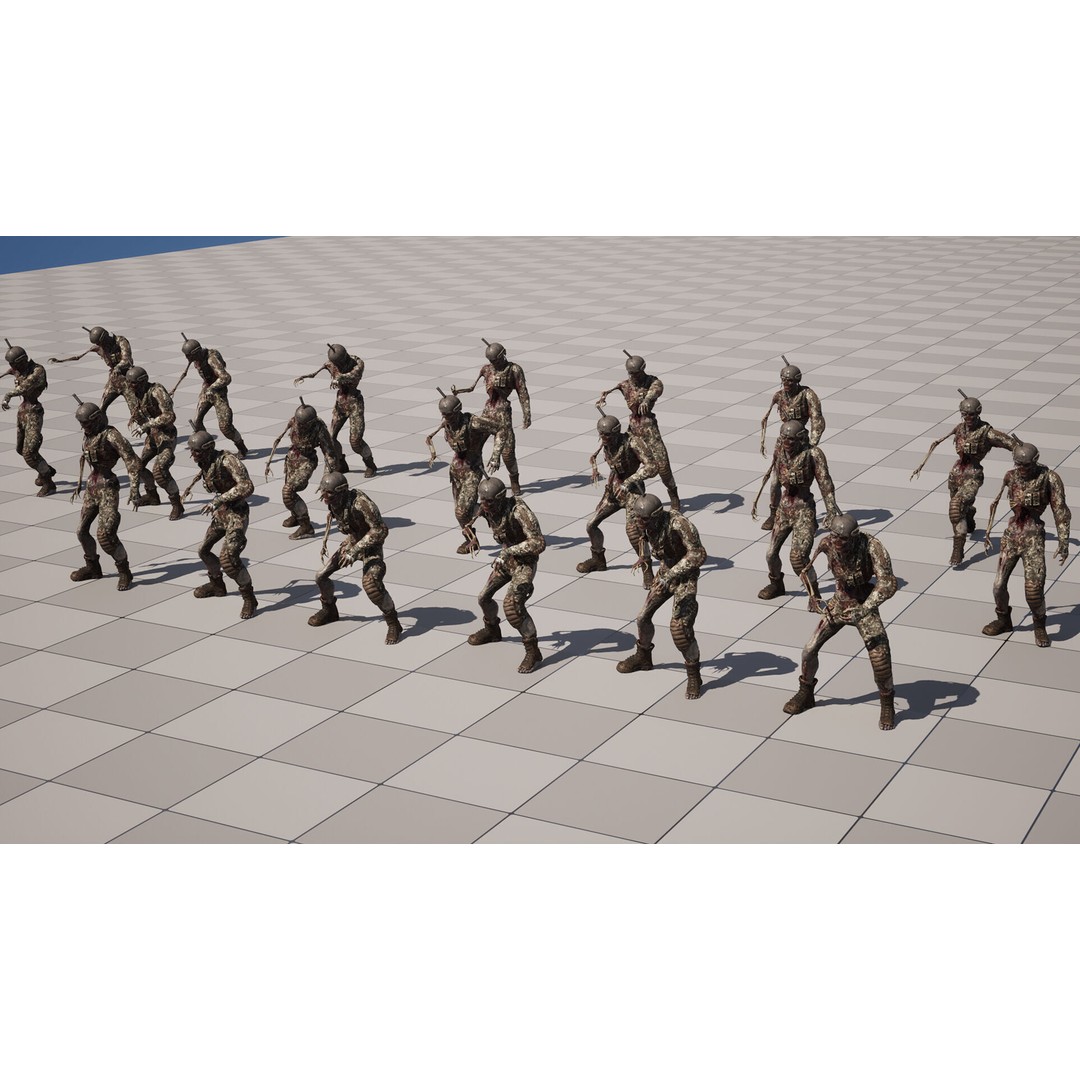 Military Zombie Character 3D Model – Low Poly Rigged Game Asset, FBX - View 27