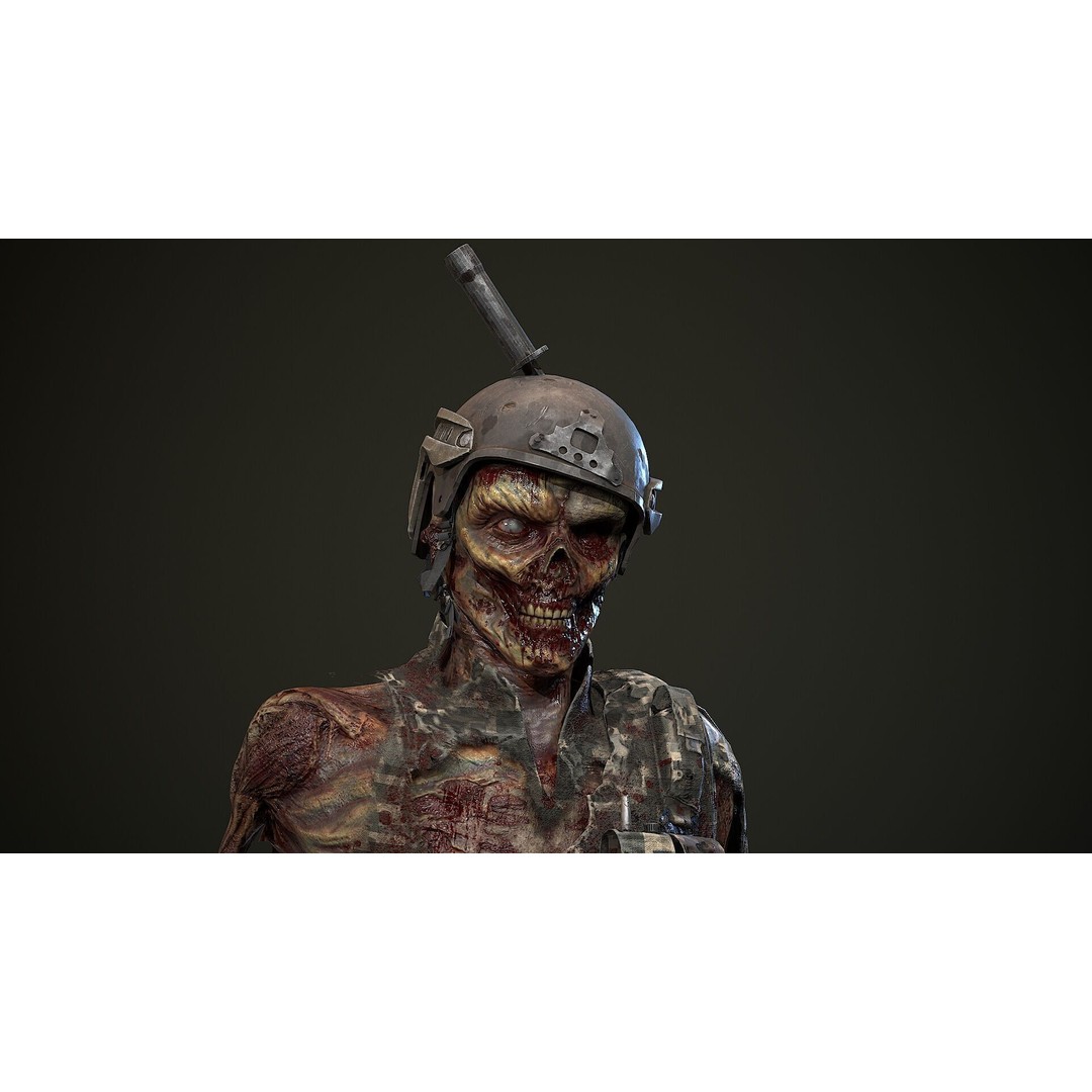 Military Zombie Character 3D Model – Low Poly Rigged Game Asset, FBX - View 6