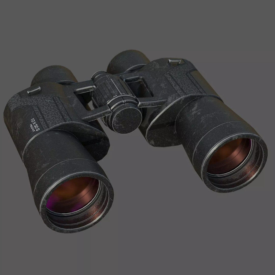 Binoculars 3D Model – Low Poly Game Asset, PBR Textures, FBX - View 2