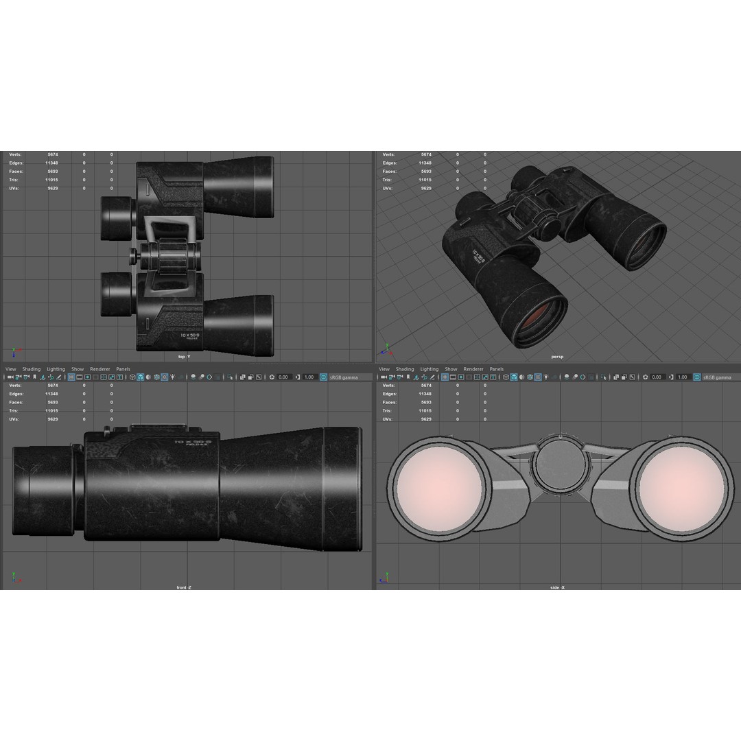 Binoculars 3D Model – Low Poly Game Asset, PBR Textures, FBX - View 8