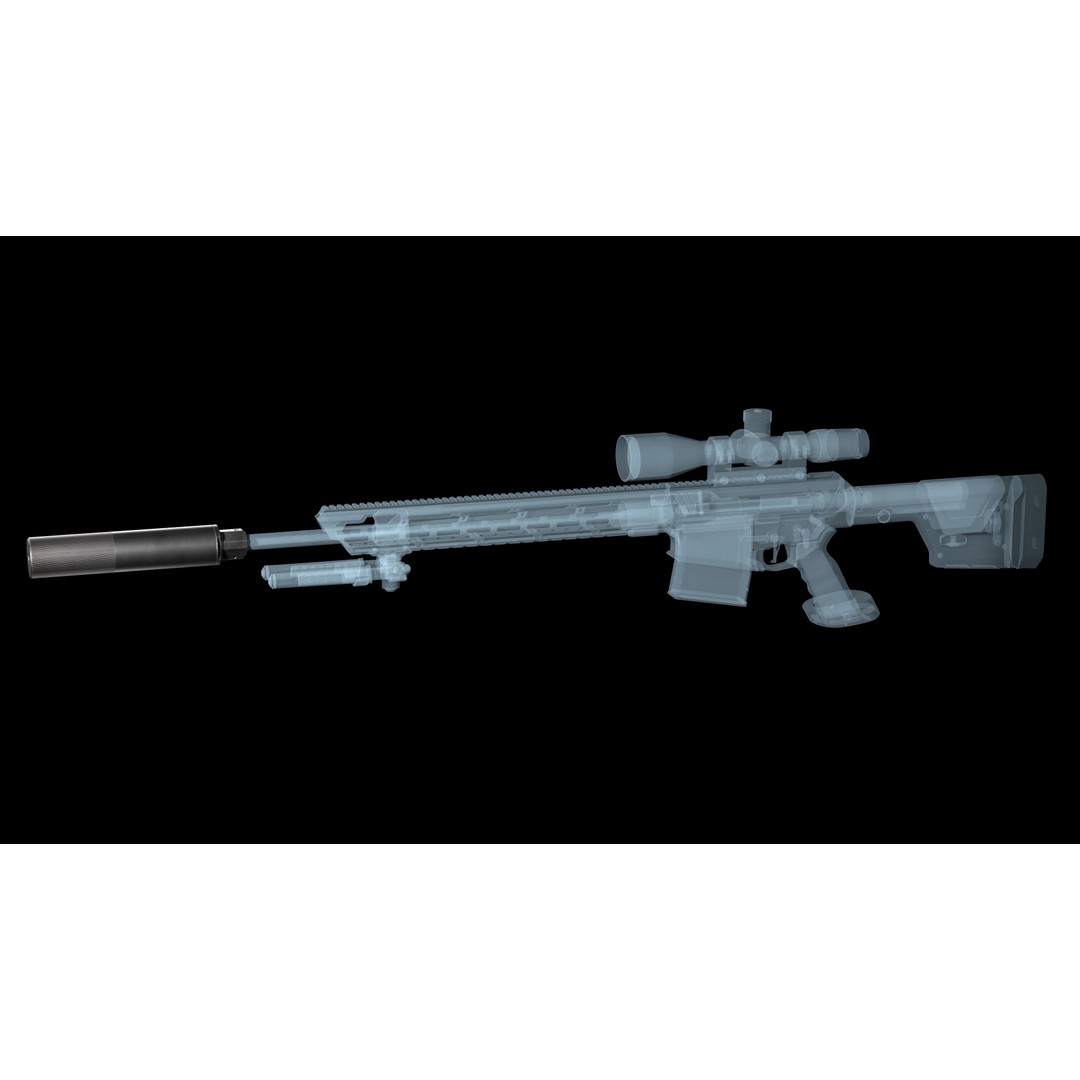 Accuracy International Tactical Sound Moderator 3D Model – Low Poly Game Asset, FBX - View 3