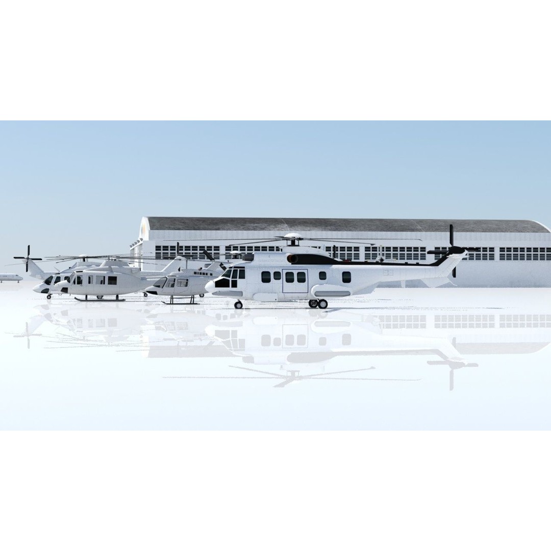 EC225 Super Puma Helicopter 3D Model – Low Poly Game Asset, FBX