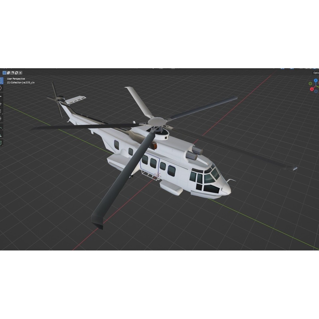 EC225 Super Puma Helicopter 3D Model – Low Poly Game Asset, FBX - View 10