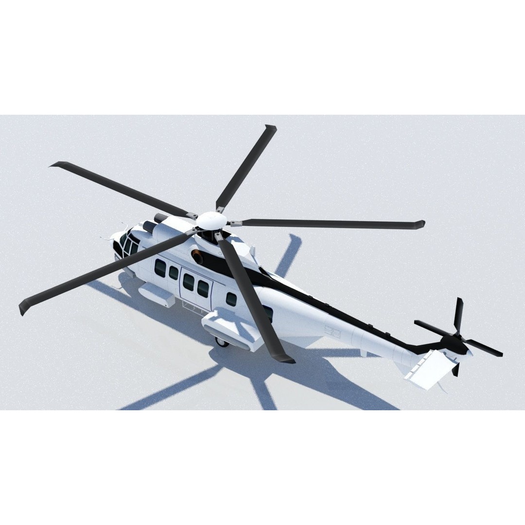 EC225 Super Puma Helicopter 3D Model – Low Poly Game Asset, FBX - View 3