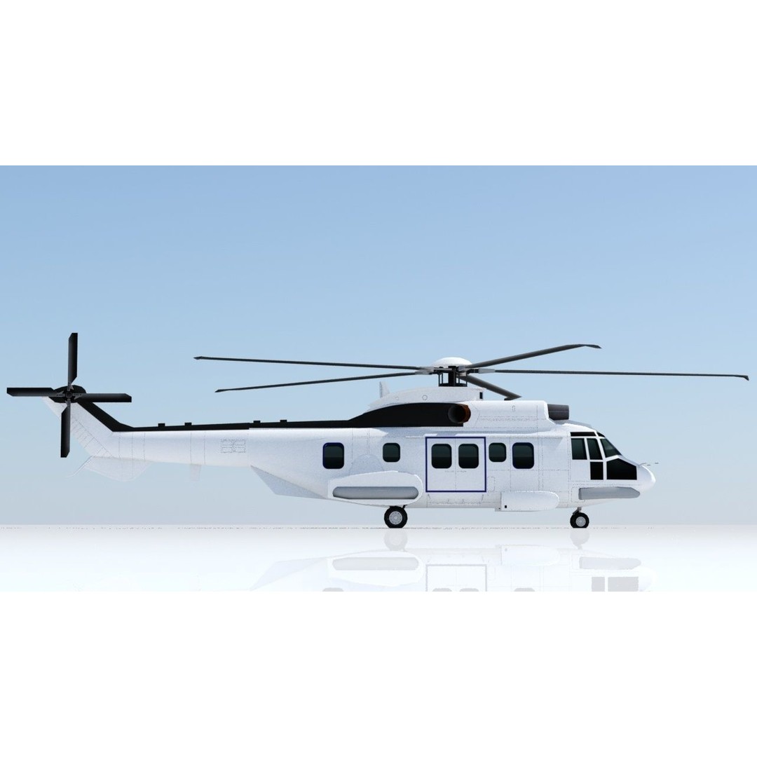 EC225 Super Puma Helicopter 3D Model – Low Poly Game Asset, FBX - View 6