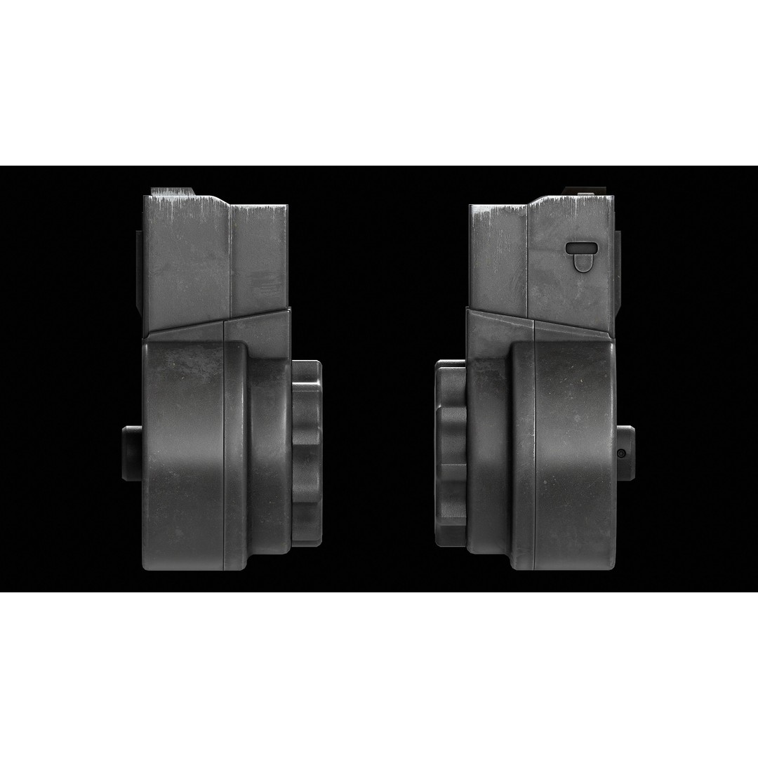 X Products X-15 50 Round Drum Magazine 3D Model – Low Poly Game Asset, FBX