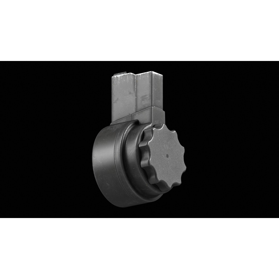 X Products X-15 50 Round Drum Magazine 3D Model – Low Poly Game Asset, FBX - View 12