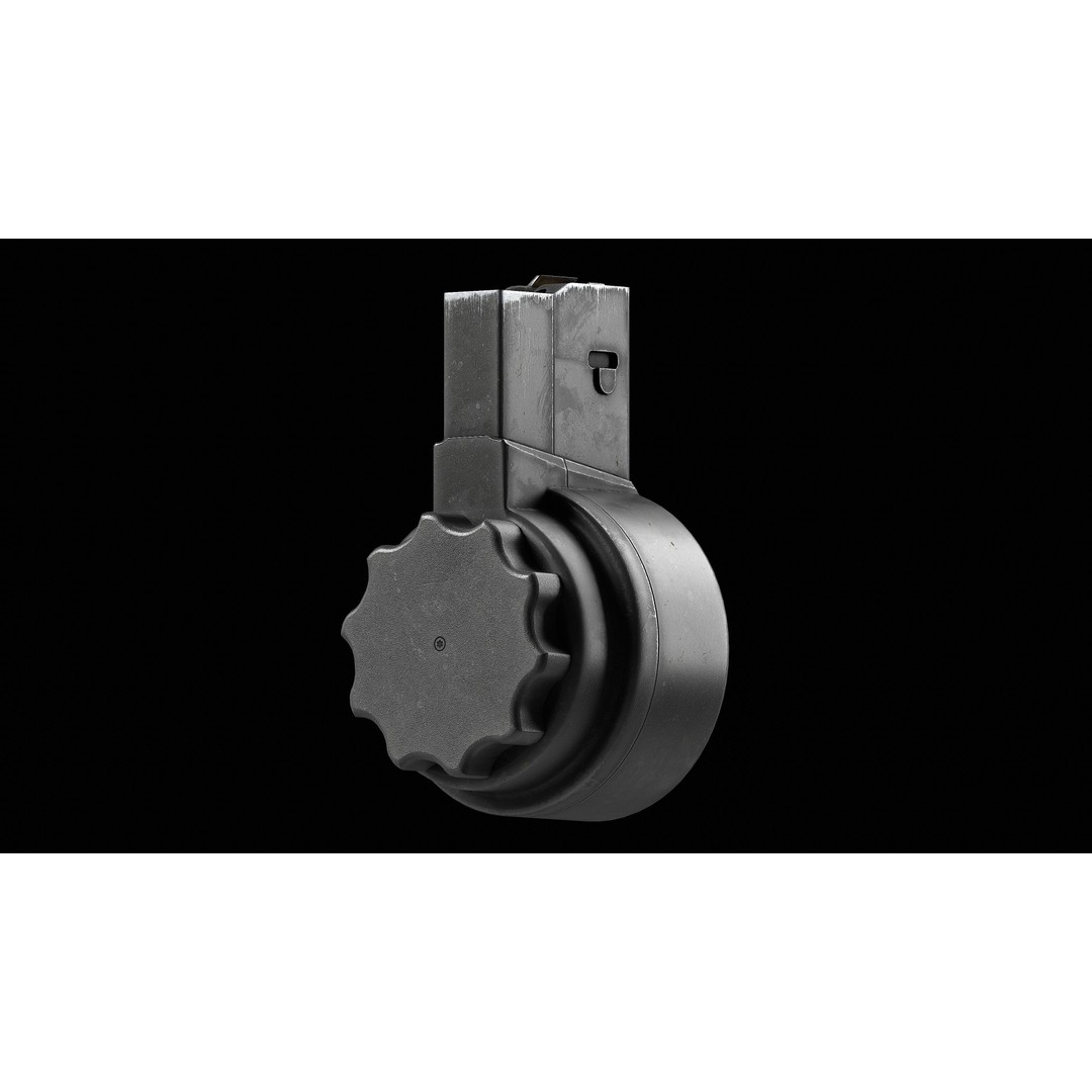 X Products X-15 50 Round Drum Magazine 3D Model – Low Poly Game Asset, FBX - View 13