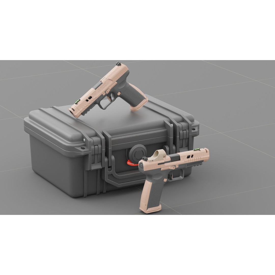 Canik TTI-Combat 3D Model – Low Poly Military Handgun with Case - View 3