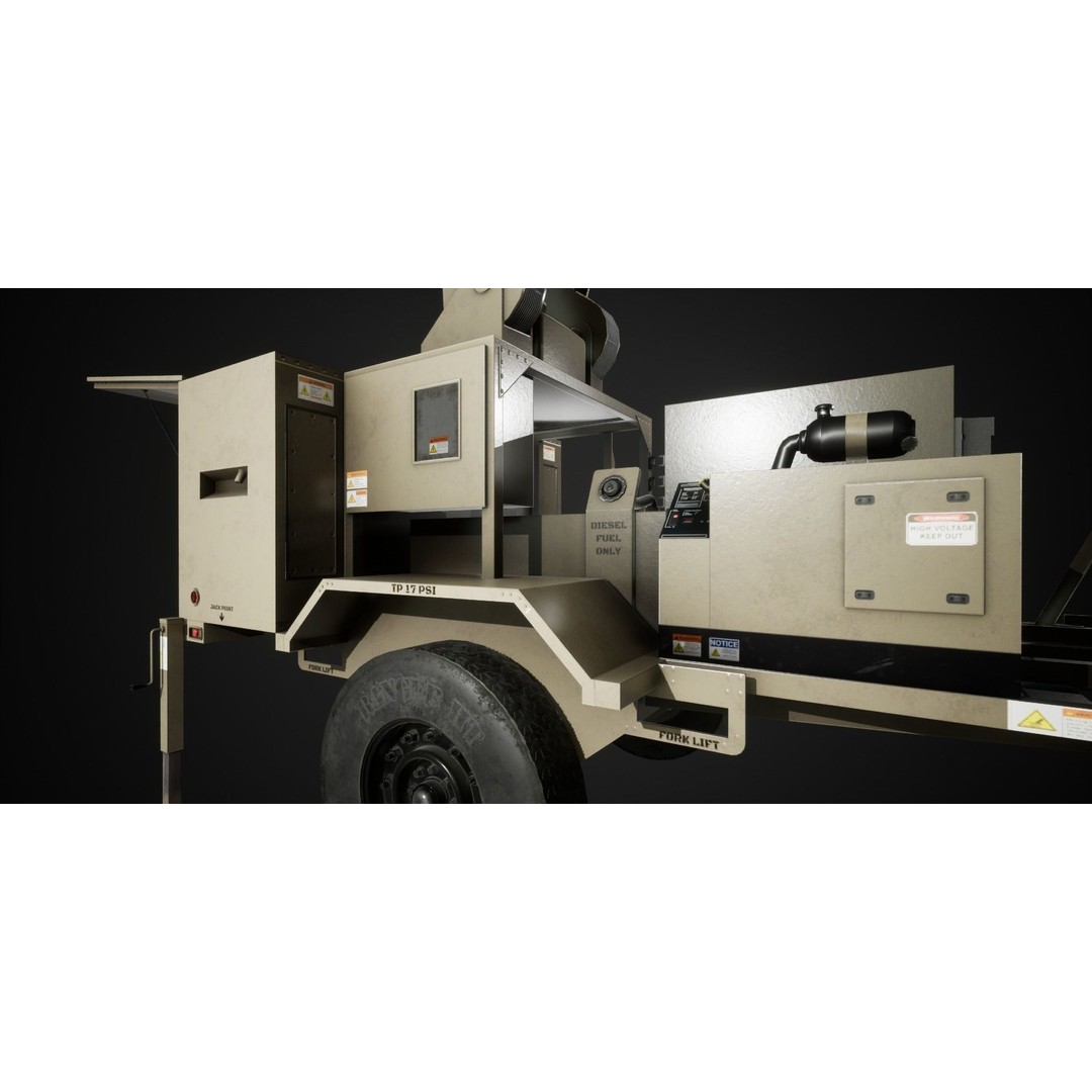 Military Satcom Transportable Terminal 3D Model – Low Poly Game Asset, FBX - View 9