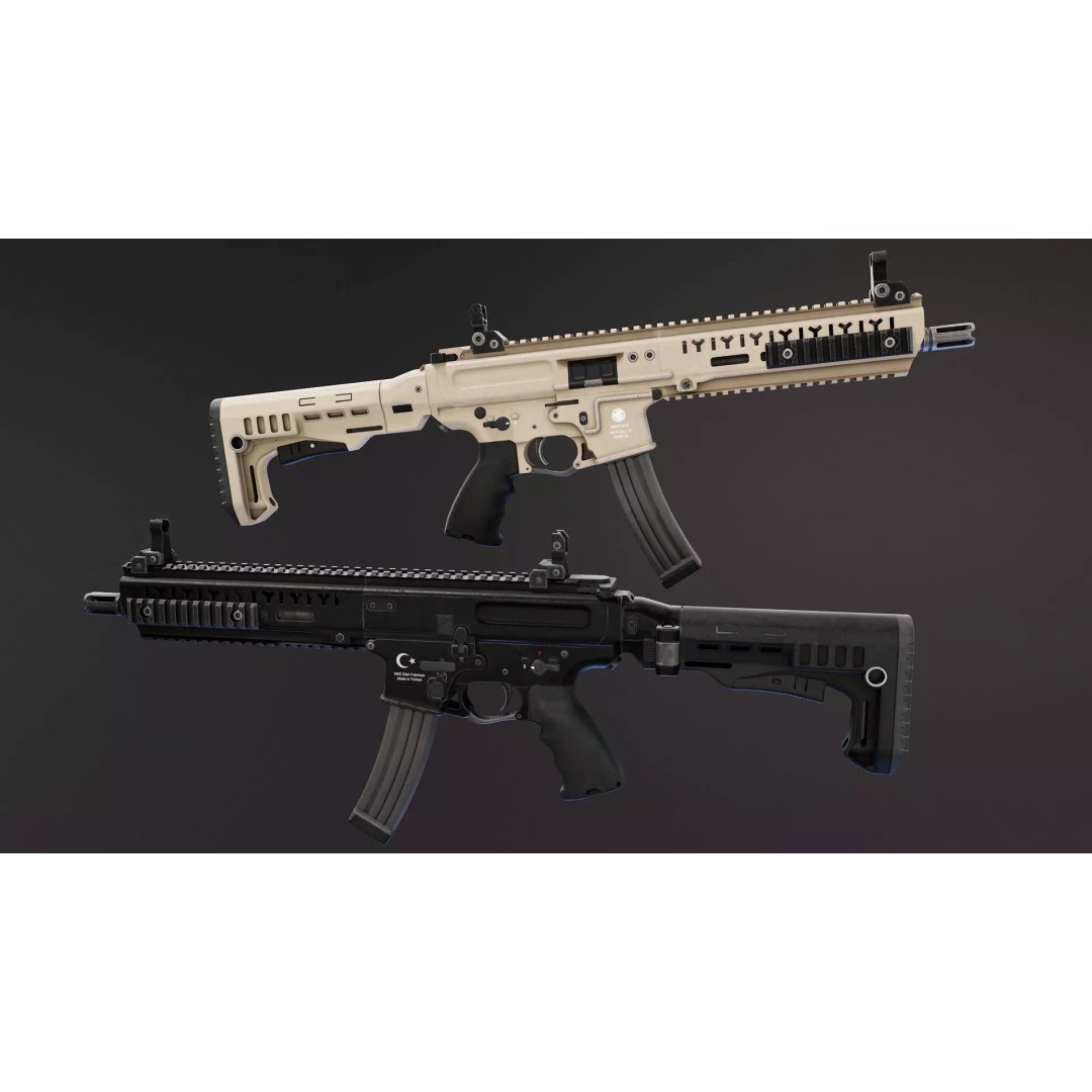 MOT-919 Submachine Gun 3D Model – Low Poly Game Asset, FBX - View 2