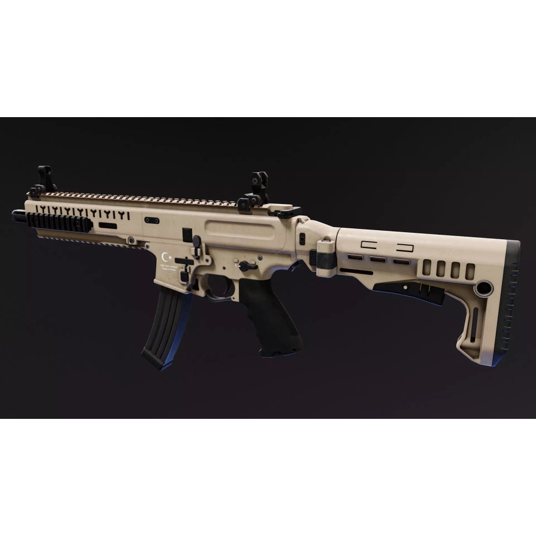 MOT-919 Submachine Gun 3D Model – Low Poly Game Asset, FBX - View 3