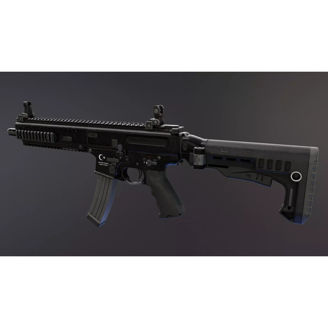 MOT-919 Submachine Gun 3D Model – Low Poly Game Asset, FBX - View 4