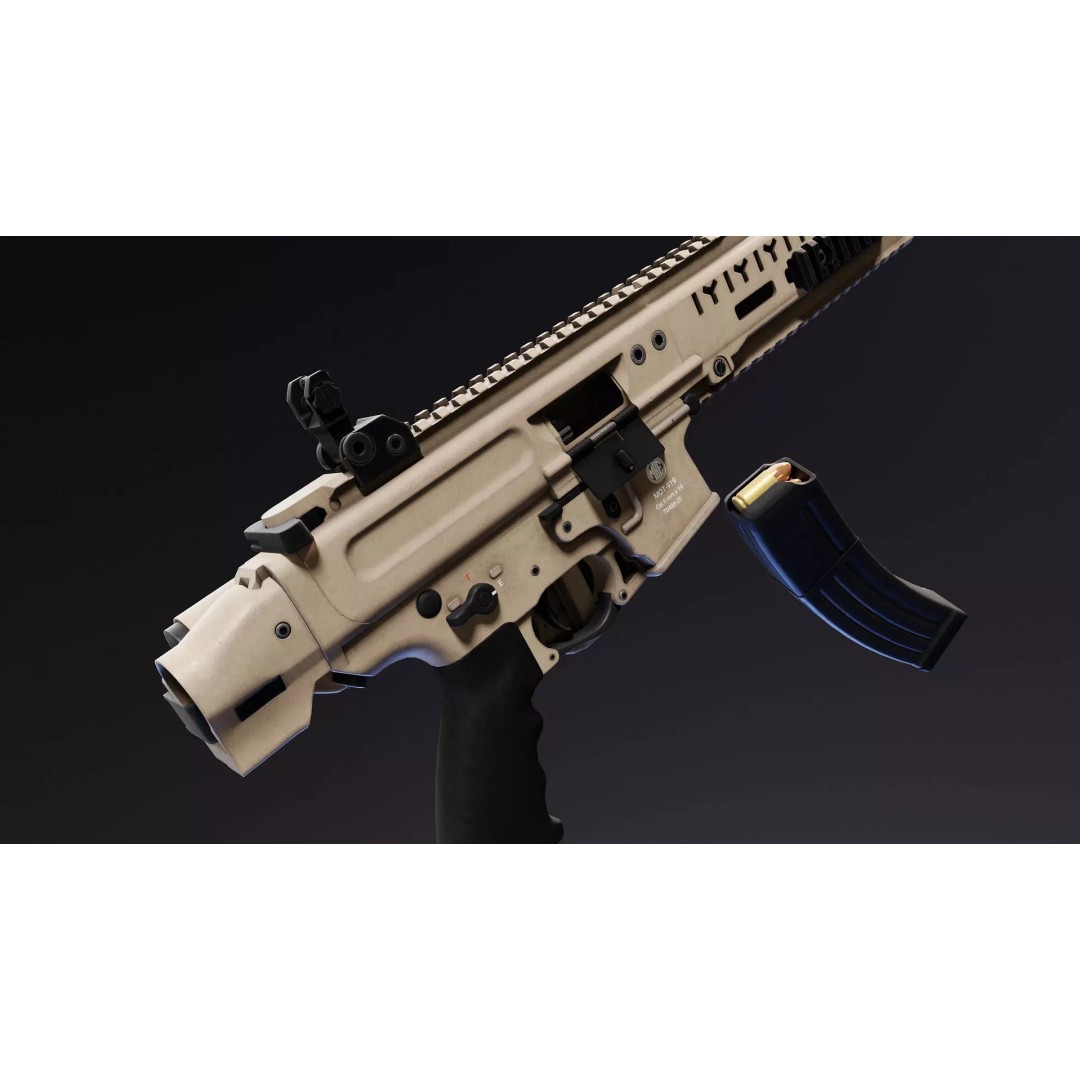 MOT-919 Submachine Gun 3D Model – Low Poly Game Asset, FBX - View 9