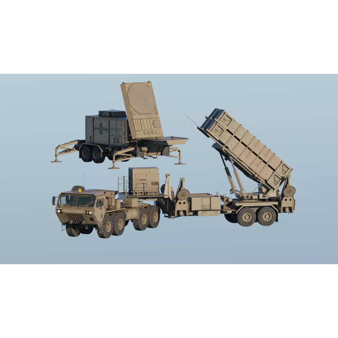 MIM-104 Patriot 3D Model – Rigged Low-Poly Game Asset, FBX, OBJ - View 2