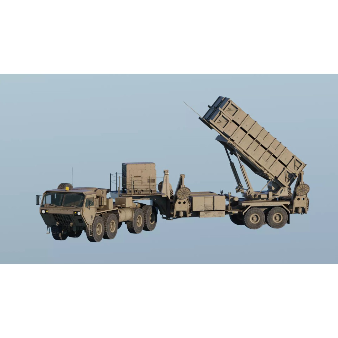 MIM-104 Patriot 3D Model – Rigged Low-Poly Game Asset, FBX, OBJ - View 3