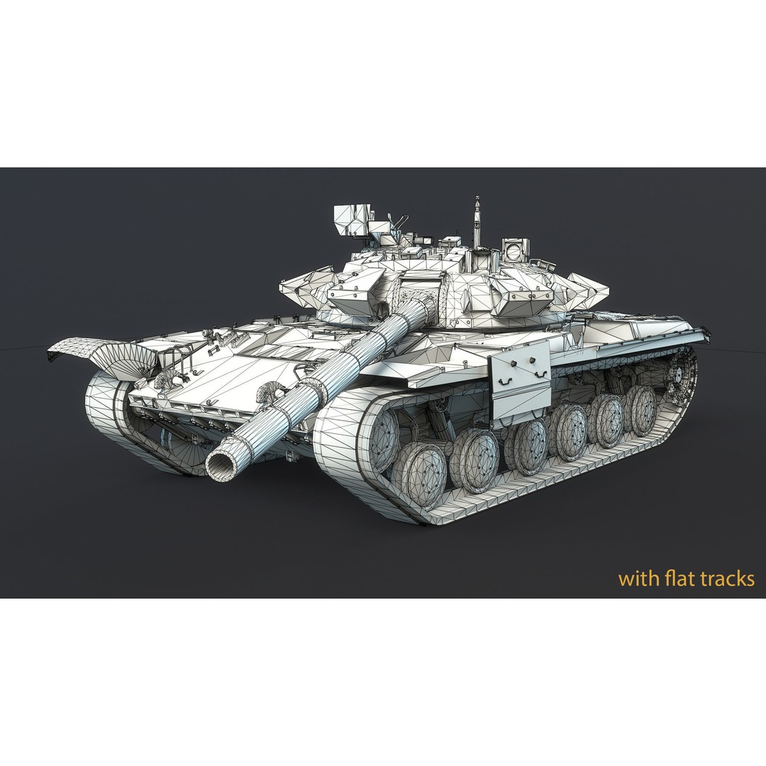 T-64BM Bulat Tank 3D Model – Destroyed Low Poly Game Asset, FBX - View 11