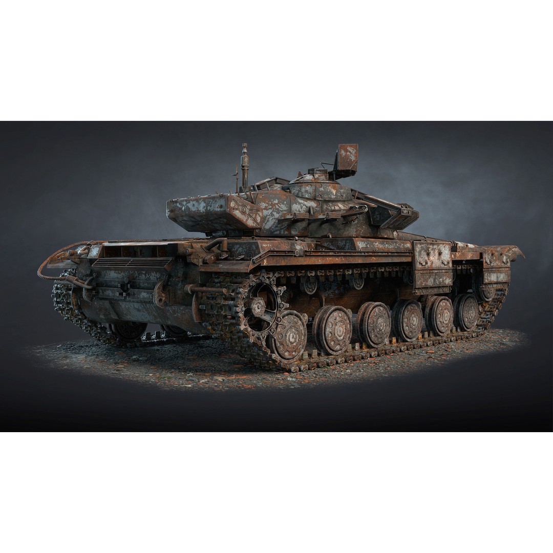 T-64BM Bulat Tank 3D Model – Destroyed Low Poly Game Asset, FBX - View 6