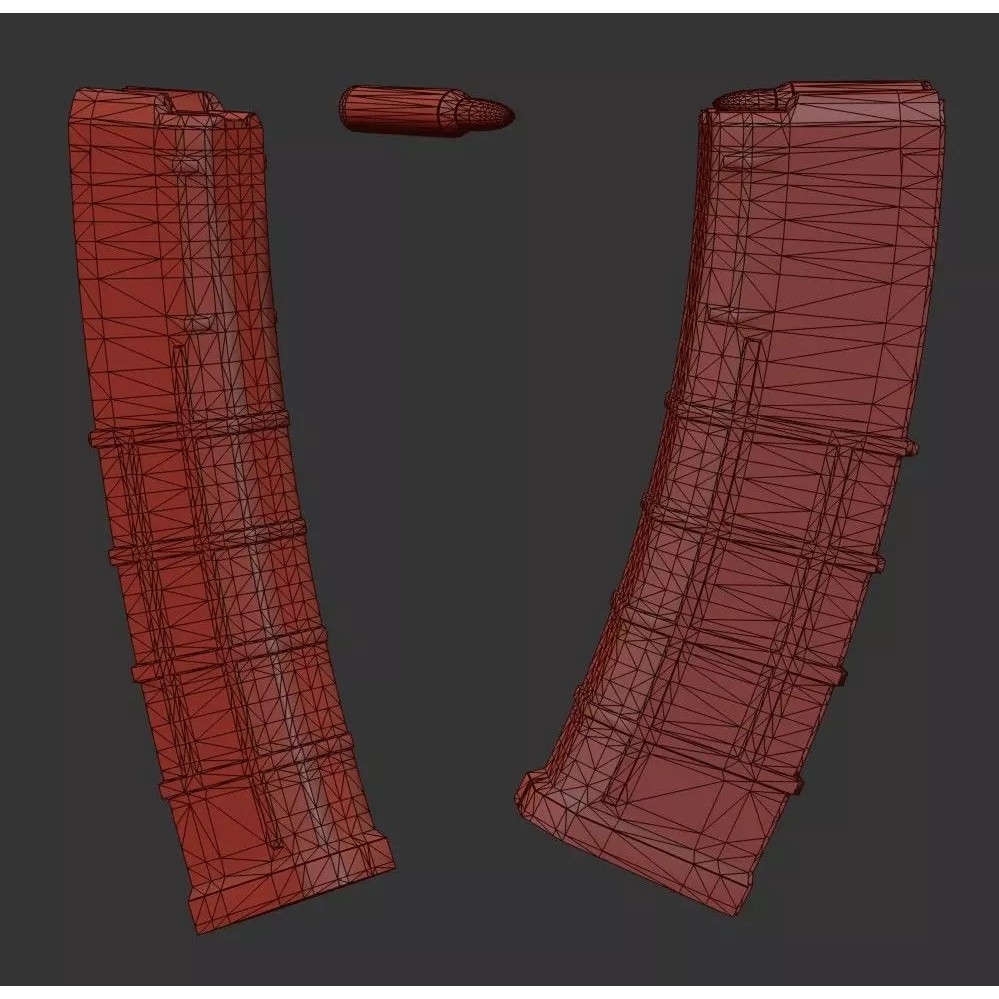 AR-15 Magazines 3D Model – Low Poly PBR Game Asset, FBX & Blender