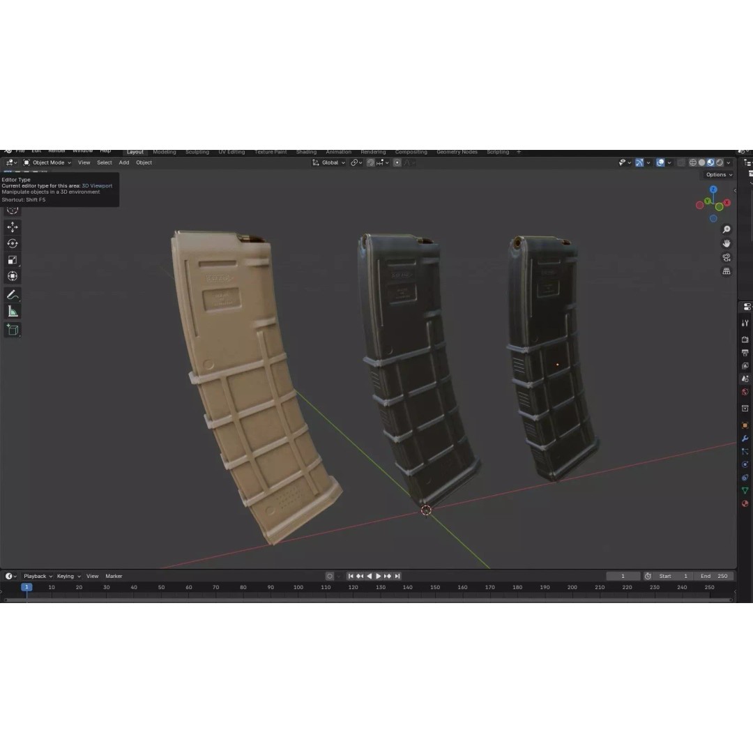 AR-15 Magazines 3D Model – Low Poly PBR Game Asset, FBX & Blender - View 14
