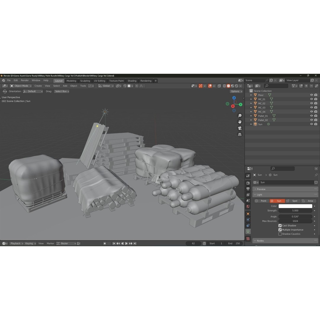 Military Cargo 3D Model – Low Poly Game Asset, FBX, OBJ, PBR