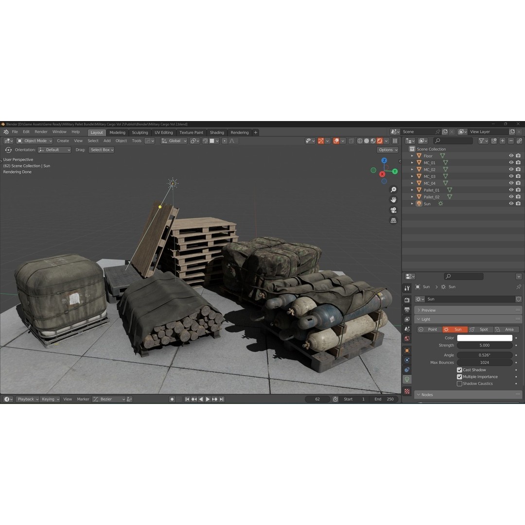 Military Cargo 3D Model – Low Poly Game Asset, FBX, OBJ, PBR - View 12