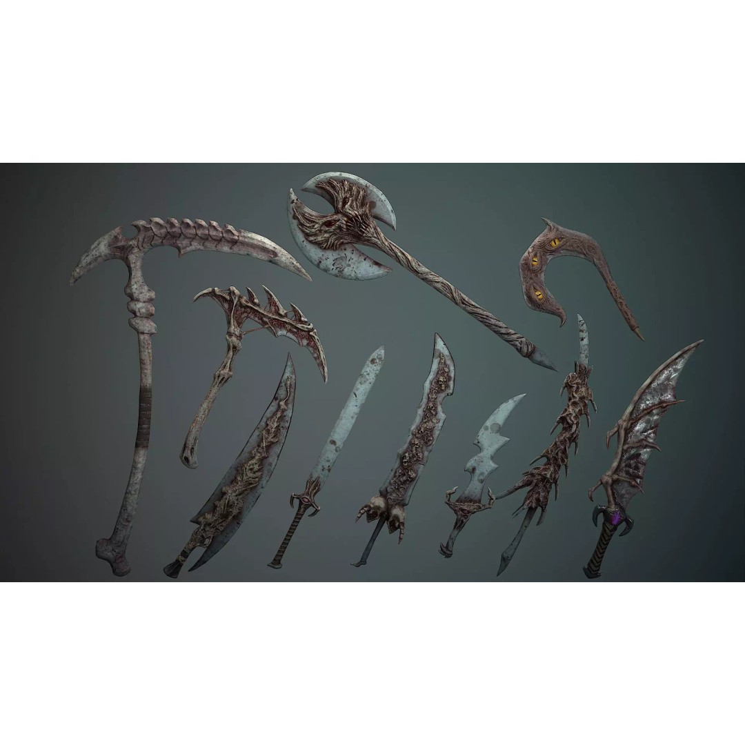 Organic Weapons 3D Model – Low Poly Game-Ready PBR Asset, FBX - View 2