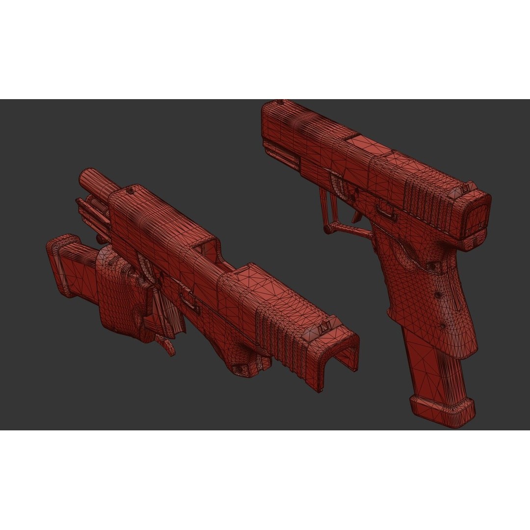 Full Conceal Folding GLOCK 19 3D Model – Low Poly PBR Game Asset, FBX